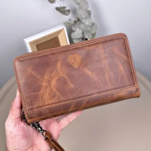 Handtasche mit Doppelreißverschluss – Echtleder | 2102