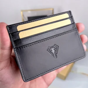 Kartenetui – Schlankes schwarzes Echtleder | 2084